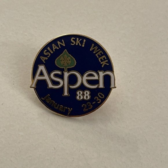 Aspen Colorado Asian Ski Week 1988 Skiing Button Pin Pinback PB6H - Picture 1 of 2
